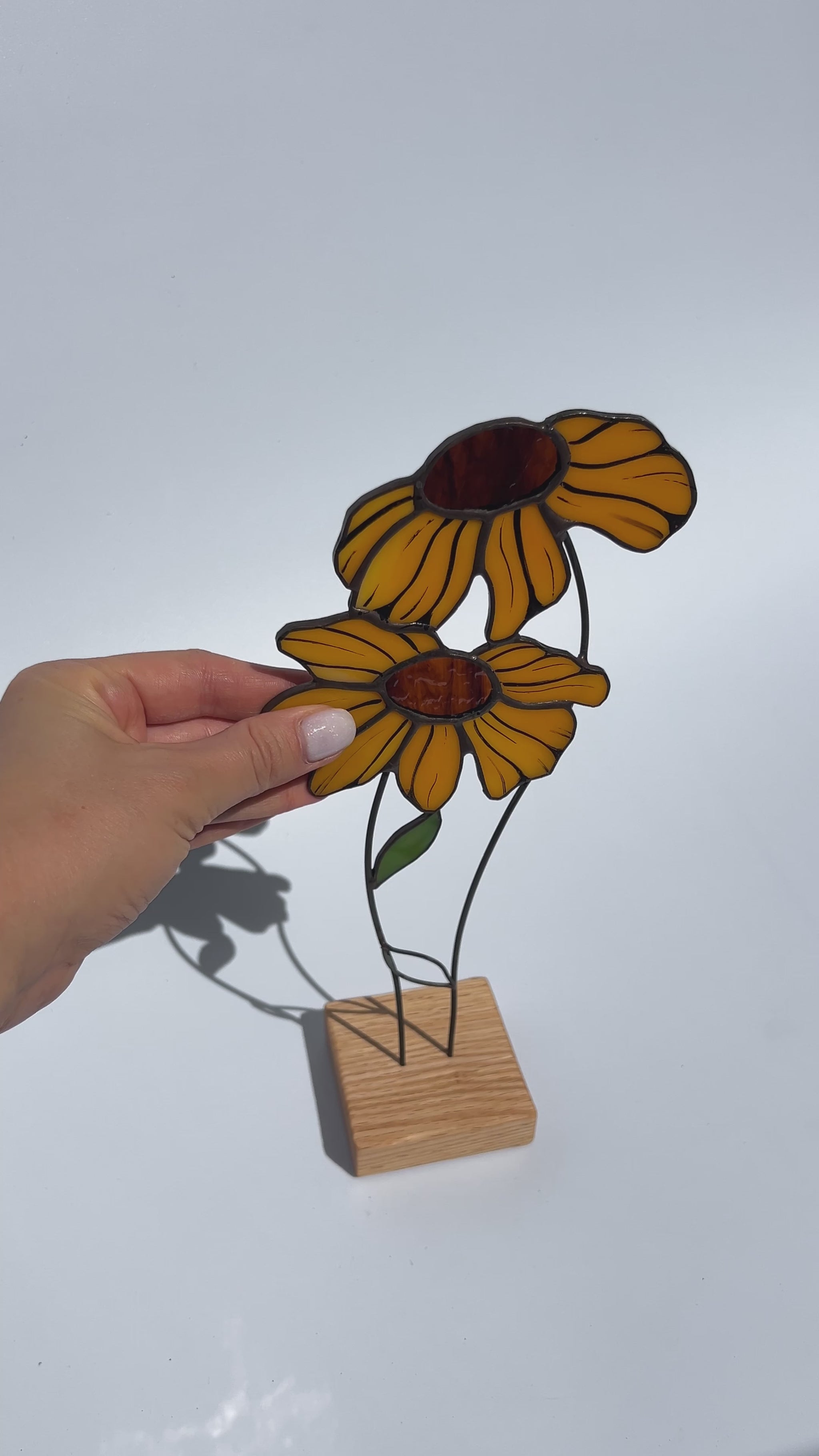 Black Eyed Susan Flower Stained Glass Tabletop