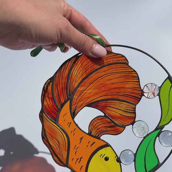 Goldfish Stained Glass Suncatcher