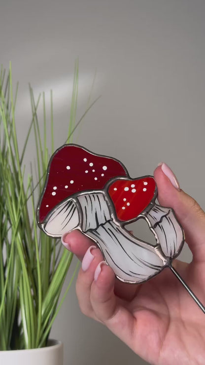 Fly Agaric Mushroom Stained Glass Plant Pot Hugger