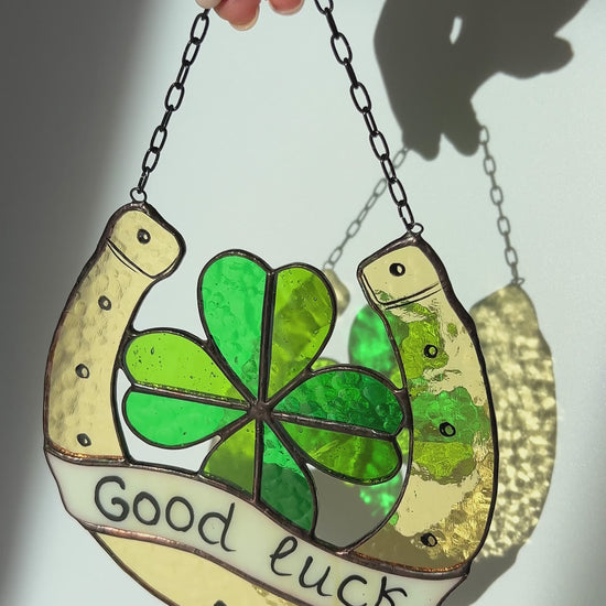 Double Good Luck Stained Glass Charm Symbol