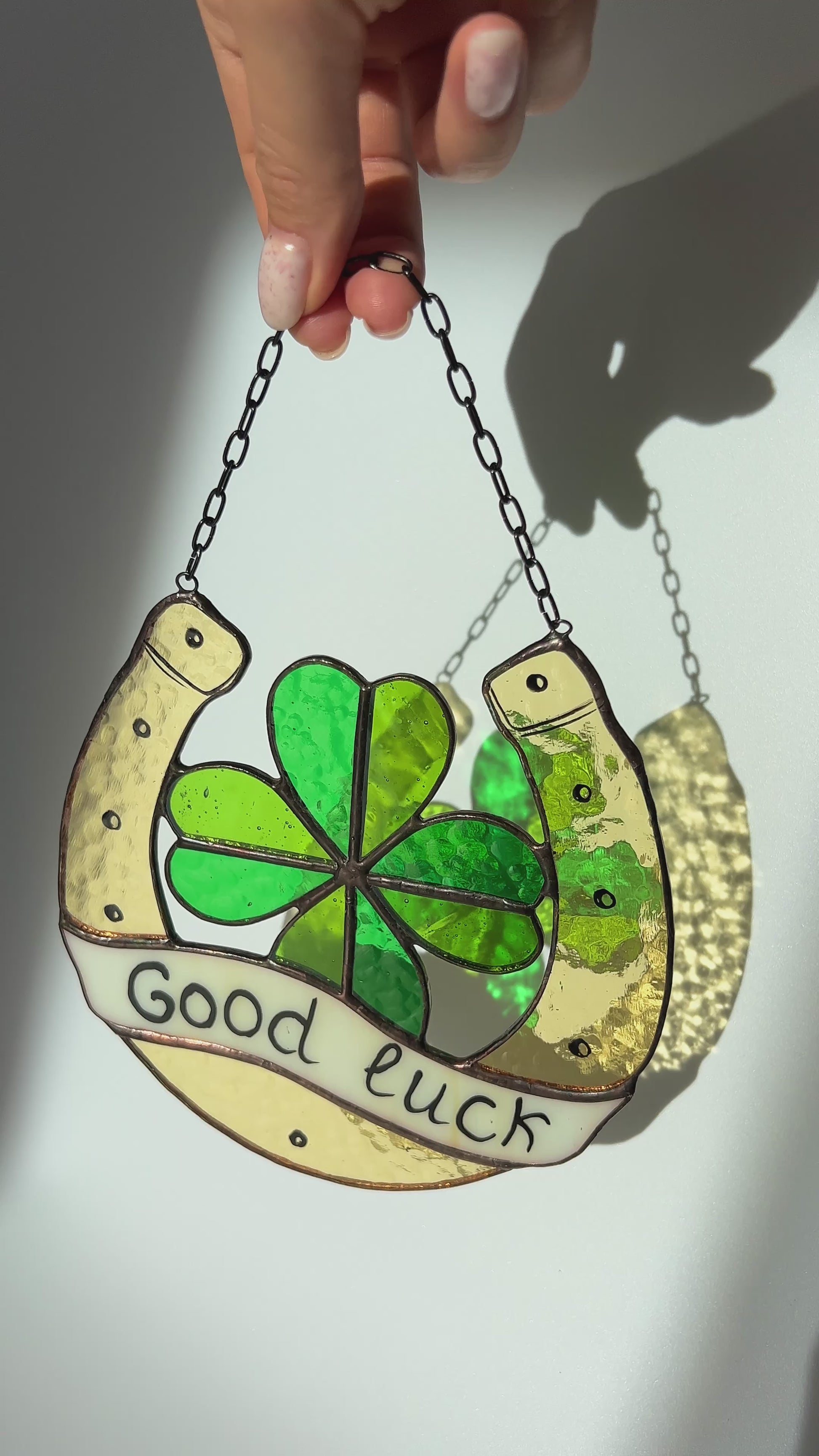 Double Good Luck Stained Glass Charm Symbol