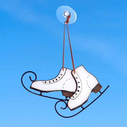 Christmas Skates Stained Glass Suncatcher