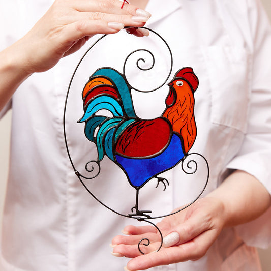 Rooster Stained Glass Suncatcher