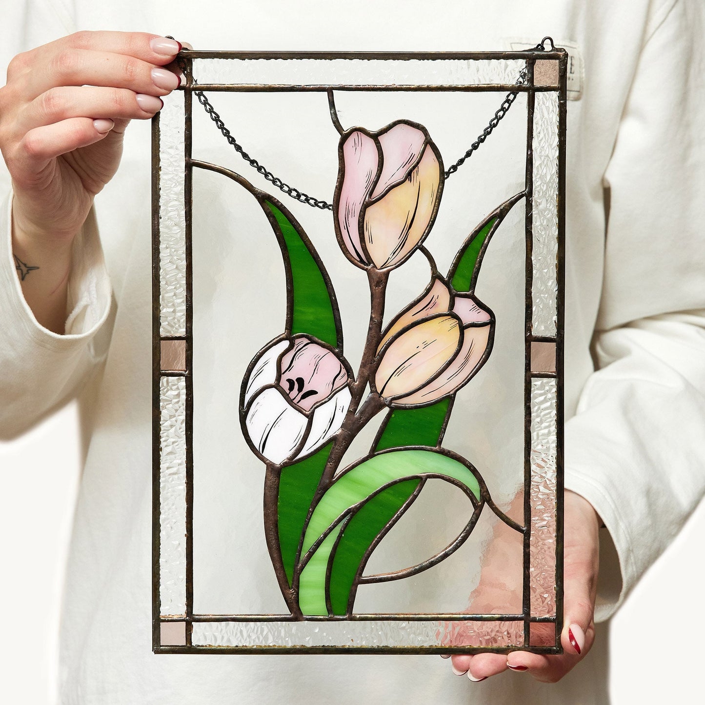 Tulip Flower Stained Glass Panel