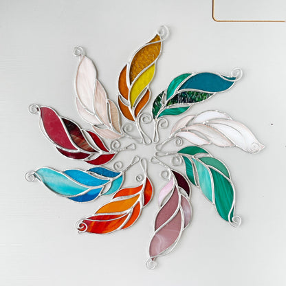 Curved Feather Stained Glass Suncatcher