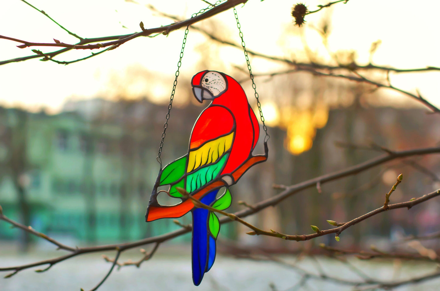 Parrot Stained Glass Suncatcher