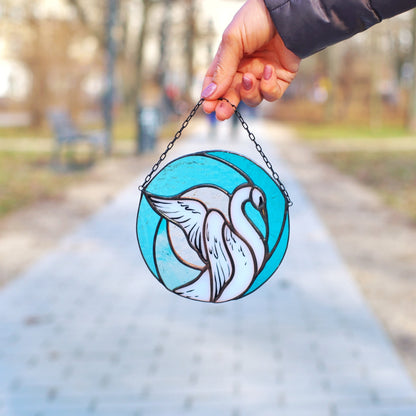 Swan Stained Glass Suncatcher