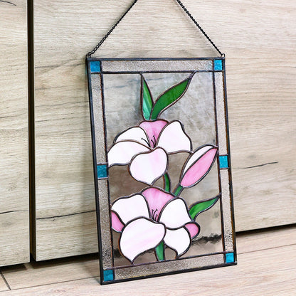 Lily Flower Stained Glass Hanging Panel