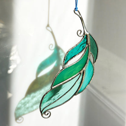 Curved Feather Stained Glass Suncatcher