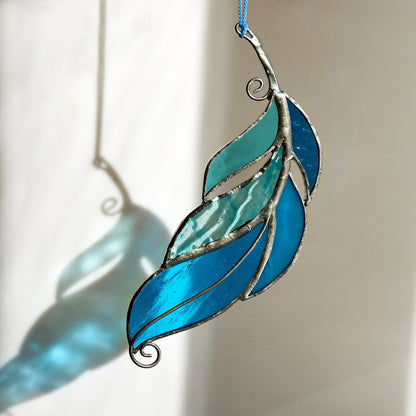 Curved Feather Stained Glass Suncatcher