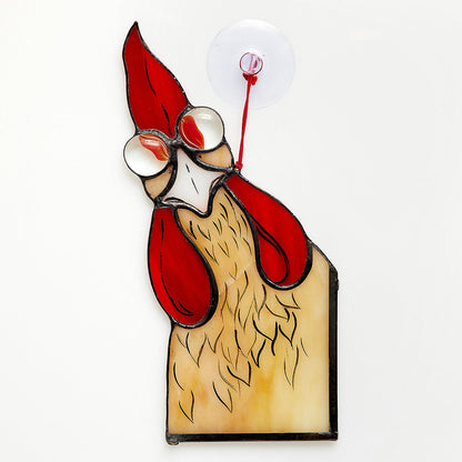 Cock Bird Stained Glass Window Hanging