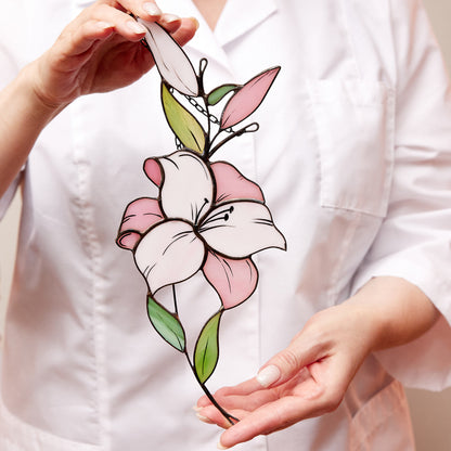Lily Flower Stained Glass Suncatcher