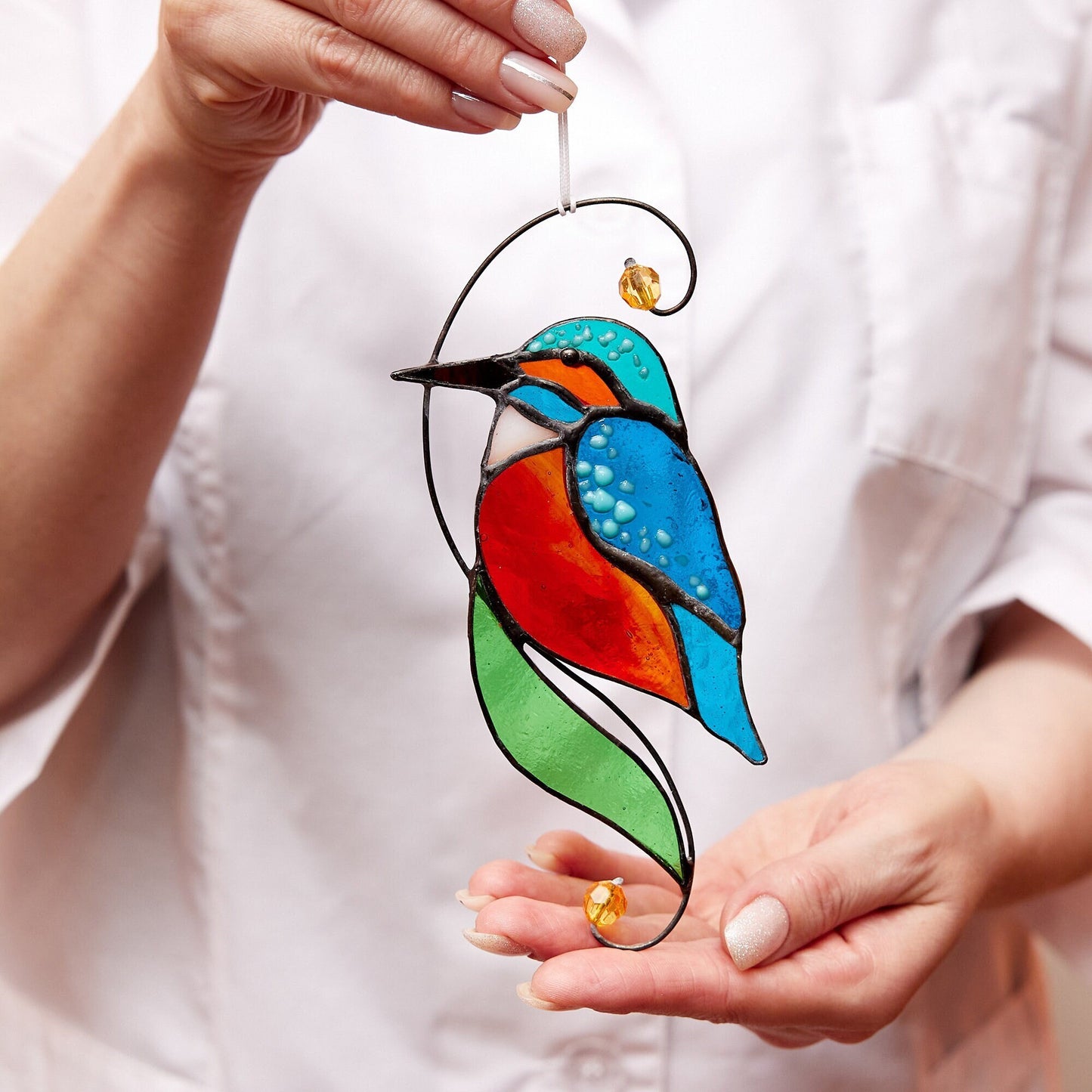 Kingfisher stained glass suncatcher