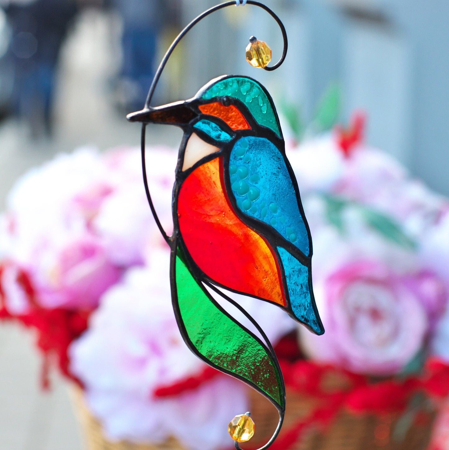 Kingfisher stained glass suncatcher