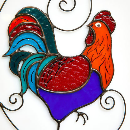 Rooster Stained Glass Suncatcher