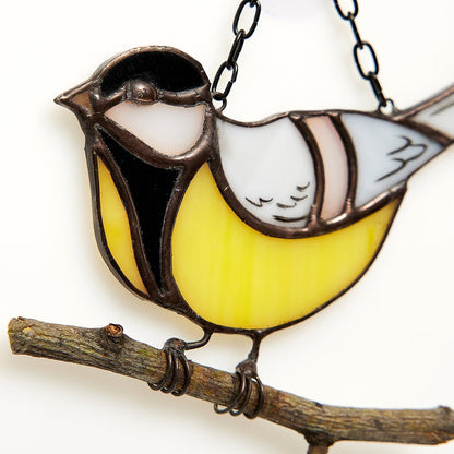 Titmouse Stained Glass Suncatcher
