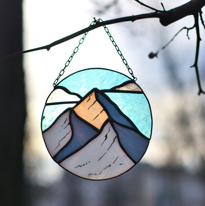 Mountain Stained Glass Window Hanging