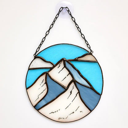 Mountain Stained Glass Window Hanging