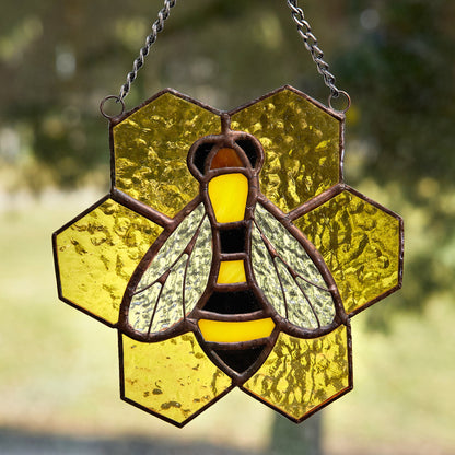 Honey Bee Stained Glass Suncatcher