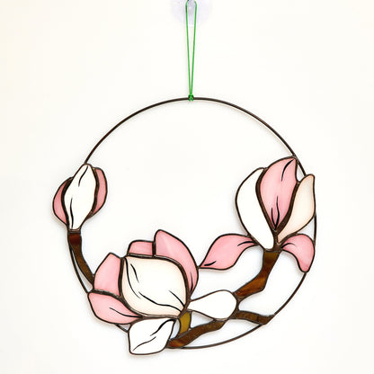 Magnolia Flower Stained Glass Suncatcher