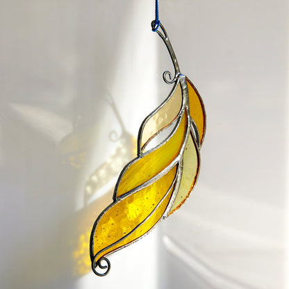 Curved Feather Stained Glass Suncatcher