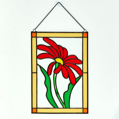 Gerbera Stained Glass Flower Hanging Panel