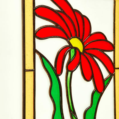 Gerbera Stained Glass Flower Hanging Panel