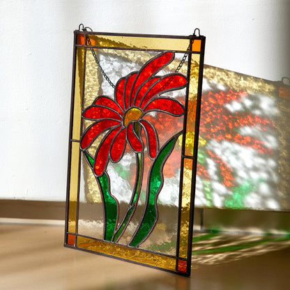 Gerbera Stained Glass Flower Hanging Panel