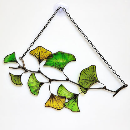 Ginkgo Leaf Stained Glass Suncatcher