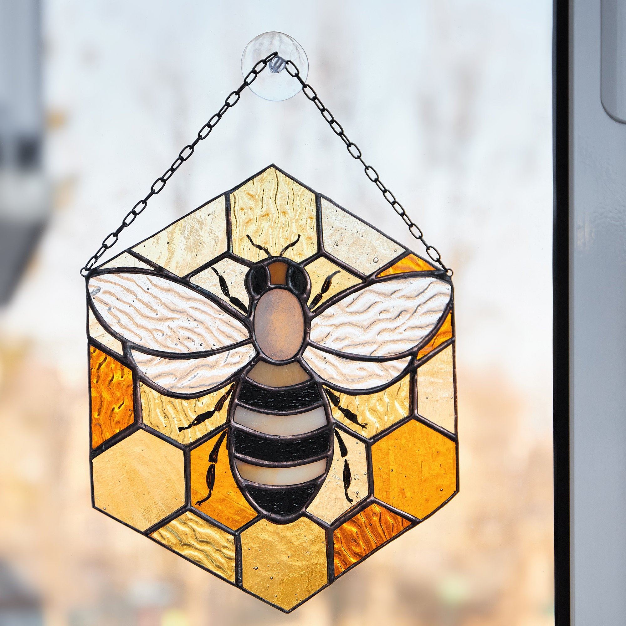 Handmade bee and fashion honeycomb sun catcher