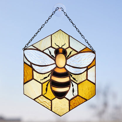 Honey Comb Stained Glass Suncatcher