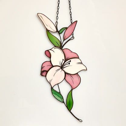 Lily Flower Stained Glass Suncatcher