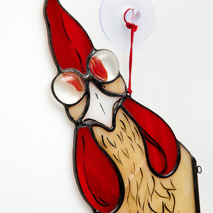 Cock Bird Stained Glass Window Hanging