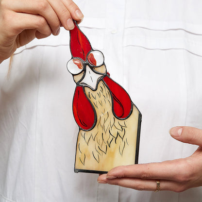 Cock Bird Stained Glass Window Hanging