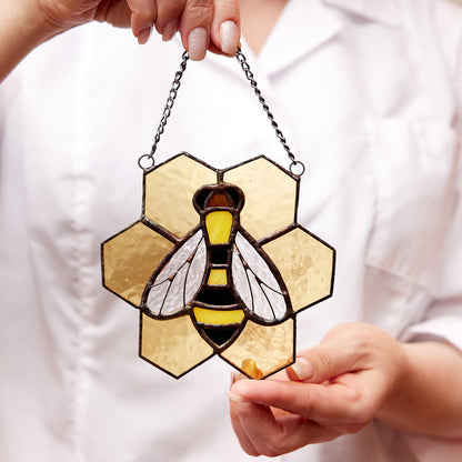 Honey Bee Stained Glass Suncatcher