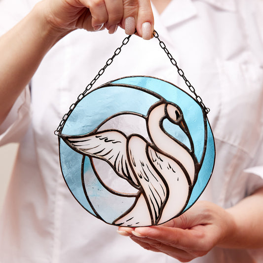 Swan Stained Glass Suncatcher