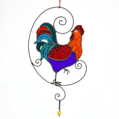 Rooster Stained Glass Suncatcher