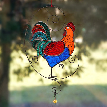 Rooster Stained Glass Suncatcher