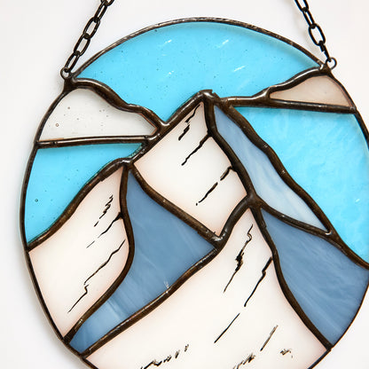 Mountain Stained Glass Window Hanging