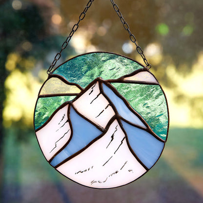 Mountain Stained Glass Window Hanging