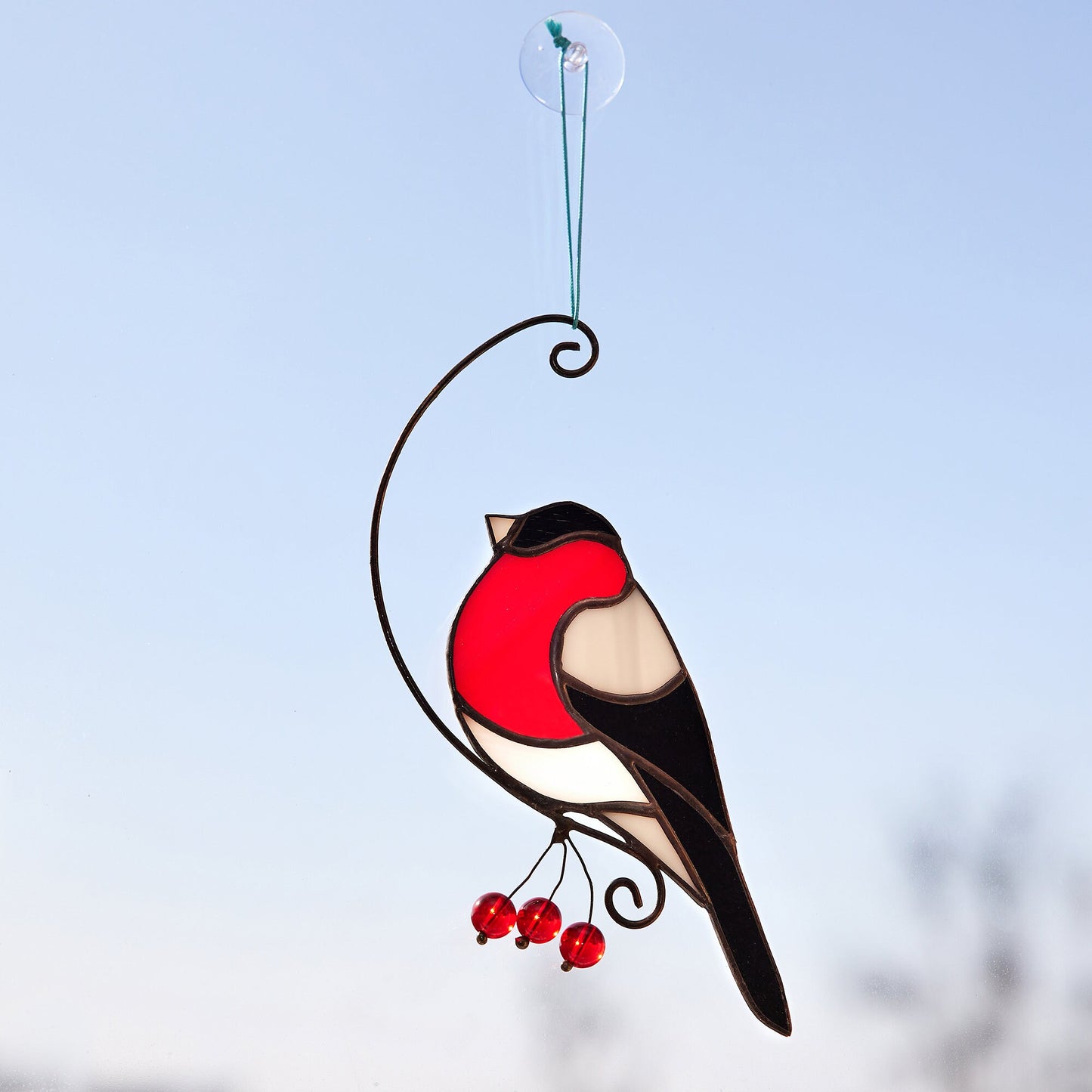 Bullfinch Stained Glass Suncatcher