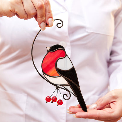 Bullfinch Stained Glass Suncatcher
