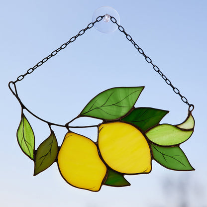Lemon Branch Stained Glass Suncatcher