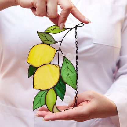 Lemon Branch Stained Glass Suncatcher
