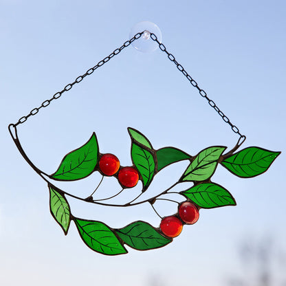 Cherry Branch Stained Glass Suncatcher