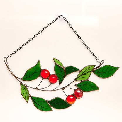 Cherry Branch Stained Glass Suncatcher