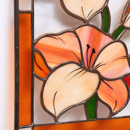 Lily Flower Stained Glass Hanging Panel