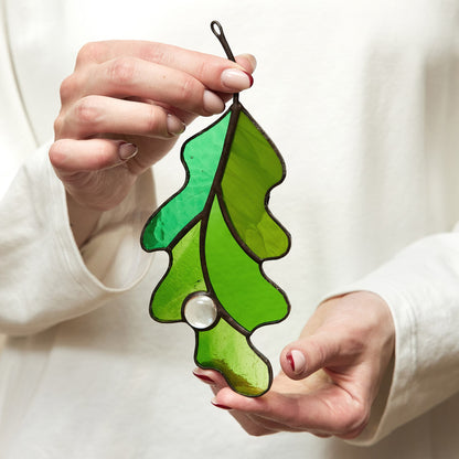 Stained Glass Oak Leaf Suncatcher