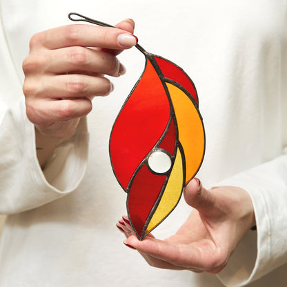 Ash Tree Leaf Stained Glass Suncatcher