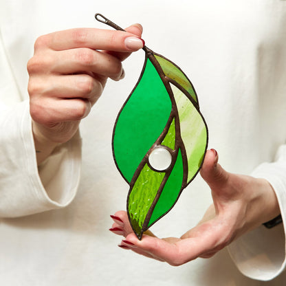 Ash Tree Leaf Stained Glass Suncatcher
